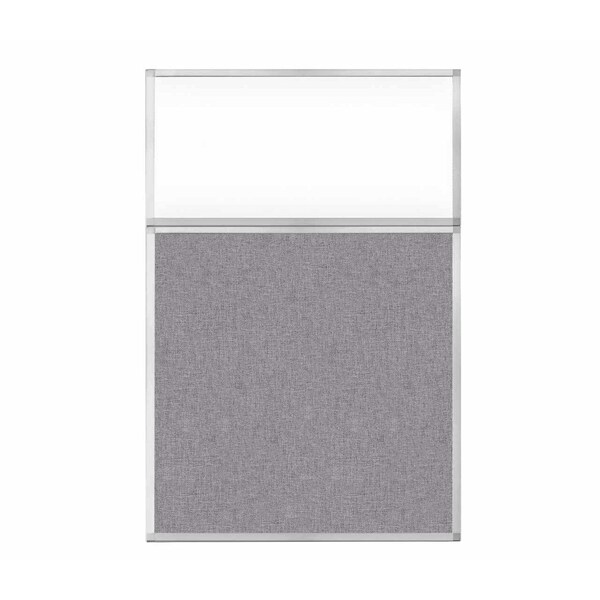 Hush Panel Configurable Cubicle Partition 4' x 6' W/ Window Cloud Gray Fabric Clear Window